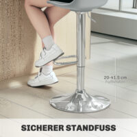 Barhocker 2er-Set gepolstert 360° drehbar höhenverstellbar Kunstleder Grau – Produktfoto zeigt modernes Design, hochwertige Materialien und funktionale Eigenschaften ideal für Wohn- oder Arbeitsbereiche. Perfekt als Einrichtungsinspiration oder zur Produktpräsentation in einem Onlineshop.
