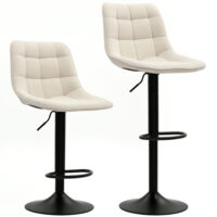 Barhocker 2er Set höhenverstellbar drehbar gepolstert beige