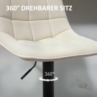 Barhocker 2er Set höhenverstellbar drehbar gepolstert beige