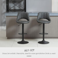 Barhocker 2er-Set höhenverstellbar Lederoptik Grau – Produktfoto zeigt modernes Design, hochwertige Materialien und funktionale Eigenschaften ideal für Wohn- oder Arbeitsbereiche. Perfekt als Einrichtungsinspiration oder zur Produktpräsentation in einem Onlineshop.