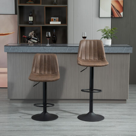 Barhocker 2er-Set höhenverstellbar mit Drehfunktion Braun – Produktfoto zeigt modernes Design, hochwertige Materialien und funktionale Eigenschaften ideal für Wohn- oder Arbeitsbereiche. Perfekt als Einrichtungsinspiration oder zur Produktpräsentation in einem Onlineshop.