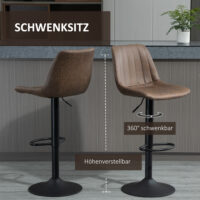Barhocker 2er-Set höhenverstellbar mit Drehfunktion Braun – Produktfoto zeigt modernes Design, hochwertige Materialien und funktionale Eigenschaften ideal für Wohn- oder Arbeitsbereiche. Perfekt als Einrichtungsinspiration oder zur Produktpräsentation in einem Onlineshop.