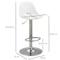 Barhocker 2er-Set höhenverstellbar modern Weiss – Produktfoto zeigt modernes Design, hochwertige Materialien und funktionale Eigenschaften ideal für Wohn- oder Arbeitsbereiche. Perfekt als Einrichtungsinspiration oder zur Produktpräsentation in einem Onlineshop.