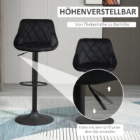 Barhocker 2er-Set höhenverstellbar Schwarz – Produktfoto zeigt modernes Design, hochwertige Materialien und funktionale Eigenschaften ideal für Wohn- oder Arbeitsbereiche. Perfekt als Einrichtungsinspiration oder zur Produktpräsentation in einem Onlineshop.
