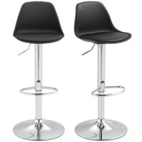 Barhocker 2er Set höhenverstellbar drehbar mit Lehne schwarz