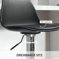 Barhocker 2er Set höhenverstellbar drehbar mit Lehne schwarz