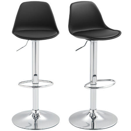 Barhocker 2er Set höhenverstellbar drehbar mit Lehne schwarz
