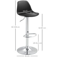 Barhocker 2er Set höhenverstellbar drehbar mit Lehne schwarz