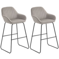 Barhocker 2er-Set gepolstert mit Metallbeinen grau