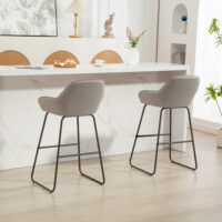 Barhocker 2er-Set gepolstert mit Metallbeinen grau