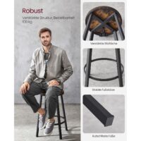 Set aus zwei höhenverstellbaren Barhockern im IndustrialVIBE-Stil mit Metallgestell.