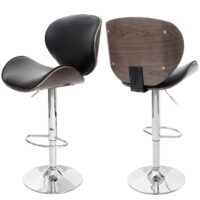 Barhocker Barstuhl Bugholz Retro-Design Holz Kunstleder grau