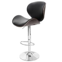 Barhocker Barstuhl Bugholz Retro-Design Holz Kunstleder grau
