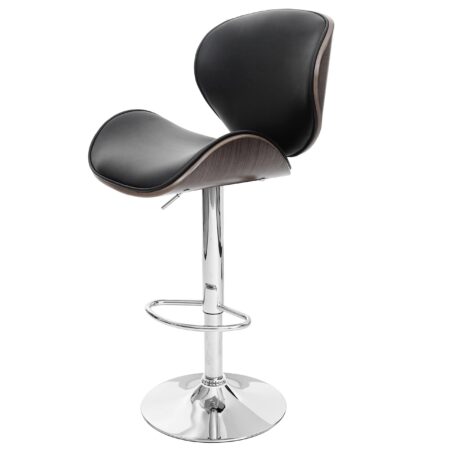 Barhocker Barstuhl Bugholz Retro-Design Holz Kunstleder grau