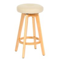 Barhocker Barstuhl Tresenhocker Holz Kunstleder drehbar creme
