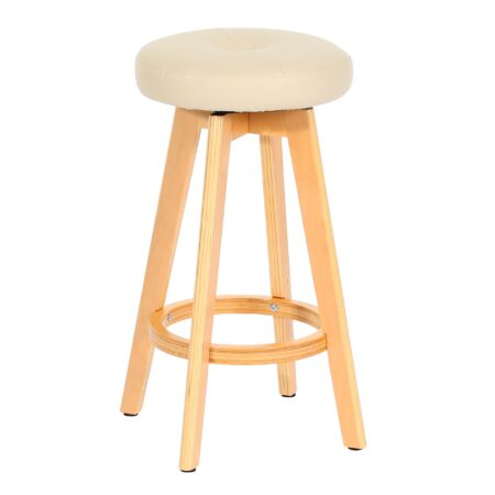 Barhocker Barstuhl Tresenhocker Holz Kunstleder drehbar creme