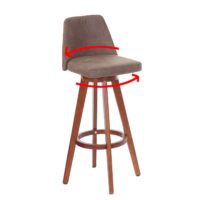 Barhocker Barstuhl Tresenhocker Holz Textil drehbar Vintage braun