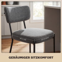 Barhocker 2er Set gepolstert mit Rückenlehne für Küche grau