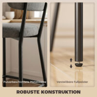 Barhocker 2er Set gepolstert mit Rückenlehne für Küche grau