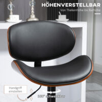 Barhocker höhenverstellbar Kunstleder mit Drehfunktion Schwarz – Produktfoto zeigt modernes Design, hochwertige Materialien und funktionale Eigenschaften ideal für Wohn- oder Arbeitsbereiche. Perfekt als Einrichtungsinspiration oder zur Produktpräsentation in einem Onlineshop.