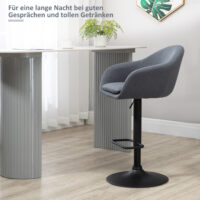 Barhocker höhenverstellbar mit Lehne & Fussstütze Grau – Produktfoto zeigt modernes Design, hochwertige Materialien und funktionale Eigenschaften ideal für Wohn- oder Arbeitsbereiche. Perfekt als Einrichtungsinspiration oder zur Produktpräsentation in einem Onlineshop.