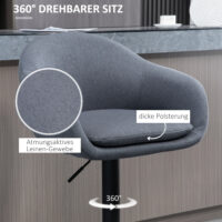 Barhocker höhenverstellbar mit Lehne & Fussstütze Grau – Produktfoto zeigt modernes Design, hochwertige Materialien und funktionale Eigenschaften ideal für Wohn- oder Arbeitsbereiche. Perfekt als Einrichtungsinspiration oder zur Produktpräsentation in einem Onlineshop.