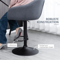 Barhocker höhenverstellbar mit Lehne & Fussstütze Grau – Produktfoto zeigt modernes Design, hochwertige Materialien und funktionale Eigenschaften ideal für Wohn- oder Arbeitsbereiche. Perfekt als Einrichtungsinspiration oder zur Produktpräsentation in einem Onlineshop.