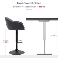 Barhocker höhenverstellbar mit Lehne & Fussstütze Grau – Produktfoto zeigt modernes Design, hochwertige Materialien und funktionale Eigenschaften ideal für Wohn- oder Arbeitsbereiche. Perfekt als Einrichtungsinspiration oder zur Produktpräsentation in einem Onlineshop.