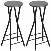 Barhocker klappbar 2er Set mit Fussstütze für Küche schwarz