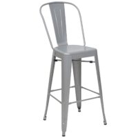 Barhocker Barstuhl Tresenhocker mit Lehne Metall Industriedesign grau