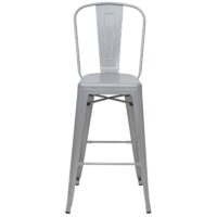 Barhocker Barstuhl Tresenhocker mit Lehne Metall Industriedesign grau
