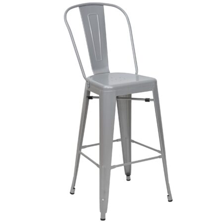 Barhocker Barstuhl Tresenhocker mit Lehne Metall Industriedesign grau