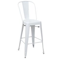 Barhocker Barstuhl Tresenhocker mit Lehne Metall Industriedesign weiss