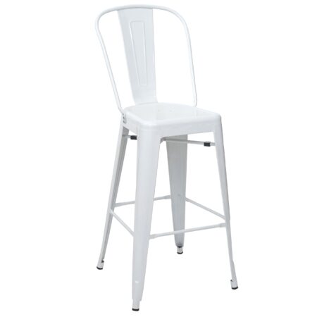 Barhocker Barstuhl Tresenhocker mit Lehne Metall Industriedesign weiss