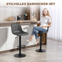 Barhocker 2er-Set höhenverstellbar Retro mit Fussstütze