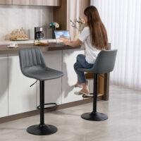 Barhocker 2er-Set höhenverstellbar Retro mit Fussstütze