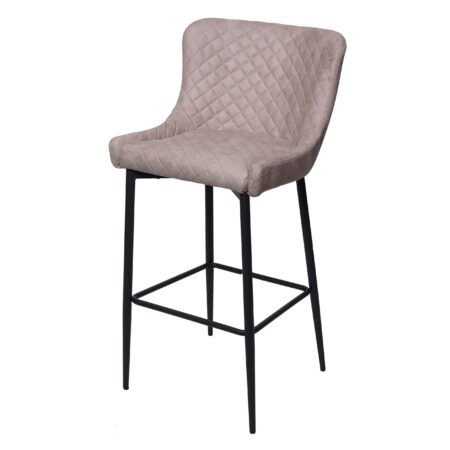 Barhocker Barstuhl Tresenhocker Vintage Metall Fussablage Stoff grau