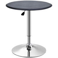 Bartisch höhenverstellbar Vintage Kunstleder schwarz silber