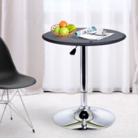 Bartisch höhenverstellbar Vintage Kunstleder schwarz silber