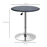 Bartisch höhenverstellbar Vintage Kunstleder schwarz silber