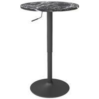 Bartisch höhenverstellbar Marmoroptik für 2 Personen schwarz