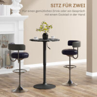 Bartisch höhenverstellbar Marmoroptik für 2 Personen schwarz