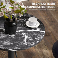 Bartisch höhenverstellbar Marmoroptik für 2 Personen schwarz