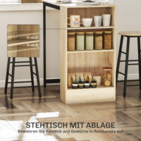 Bartisch Set mit 2 Hockern und Stauraum platzsparend hellbraun