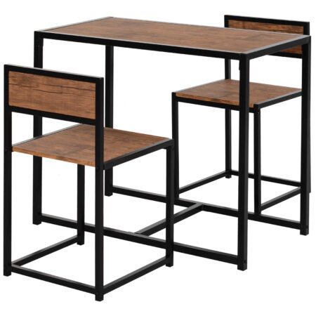 Bartisch Set Essgruppe klein mit 2 Stühlen braun schwarz