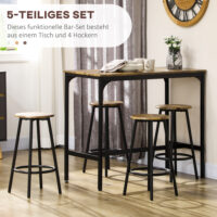 Bartisch Set mit 4 Barhockern Industriedesign schwarz braun