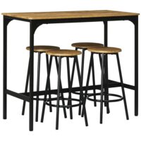 Bartisch Set mit 4 Barhockern Industriedesign schwarz braun