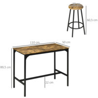 Bartisch Set mit 4 Barhockern Industriedesign schwarz braun