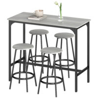 Bartisch Set mit 4 Hockern im Industrie Design rustikal kompakt