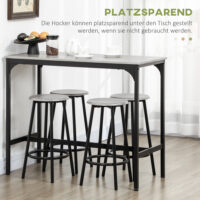 Bartisch Set mit 4 Hockern im Industrie Design rustikal kompakt